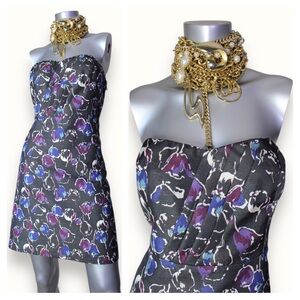 American Eagle Outfitters Strapless Midi Dress - Black, Purple, Blue